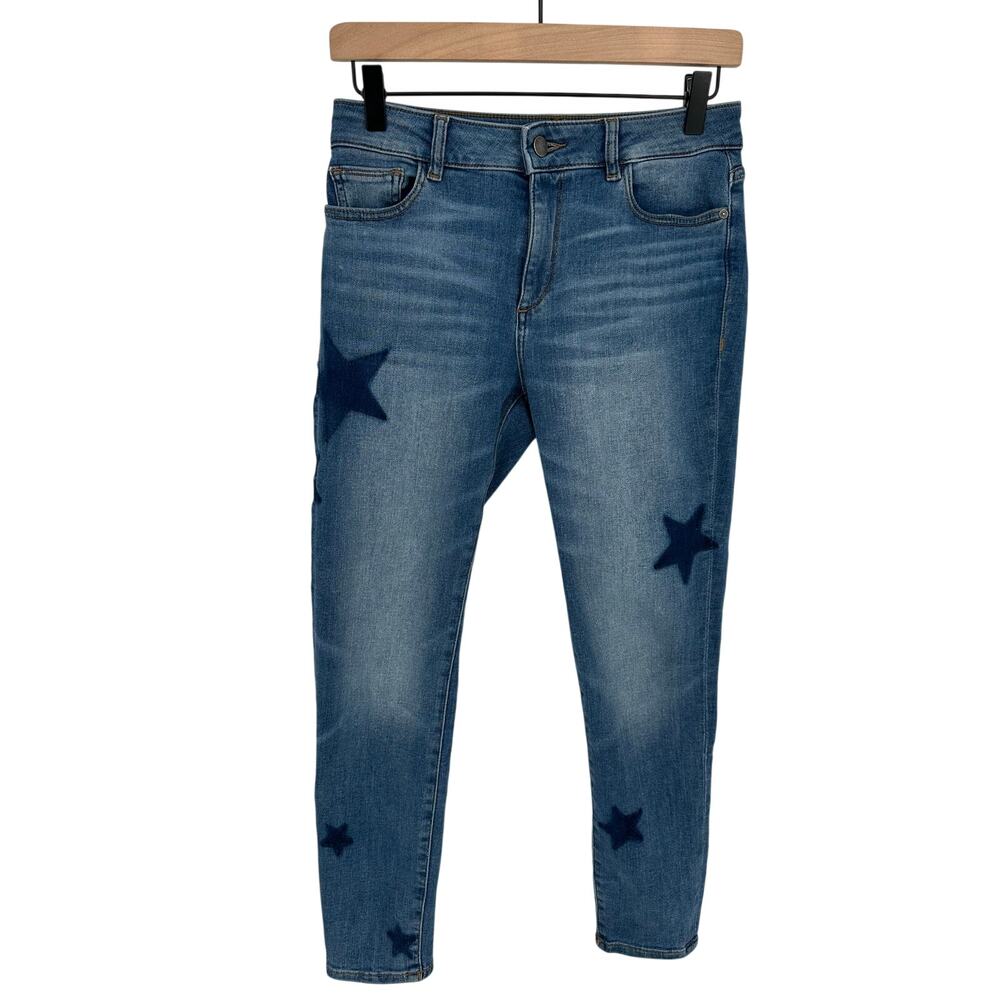 DL1961‎ Florence Instasculpt Star Print Skinny Jeans 28 Womens Blue Mid Rise